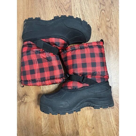 Northside Thermolite red/black buffalo print snow boots - womens 7 - Picture 1 of 12
